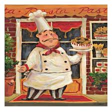 Chef Quenalbertini Pasta Chef Art Print By K Tobin At Art Com Cafe Wall Art Painting Whimsical Illustration