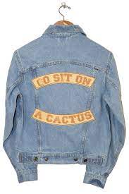 'go sit on a cactus' wall art (pink). Understated Leather Go Sit On A Cactus Jacket Painted Denim Jacket Jackets Washed Jean Jacket