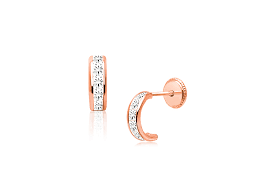 Bring home paradise with this beautiful pair of pink plumeria gemstone earrings. Princess Cut Half Hoop Channel Set Clear Cz Baby Children S Earrings Screw Back 14k Rose Gold