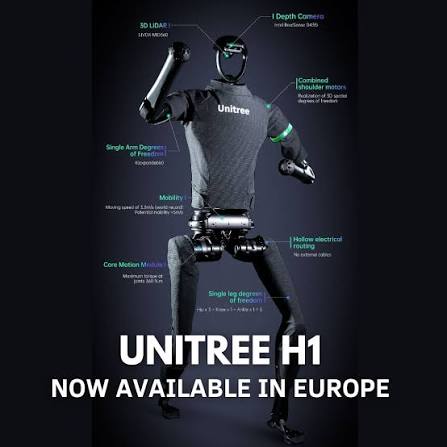 Exciting News! The Unitree Robotics H1 Humanoid Robot is now available for purchase in Europe! 🌍✨ Meet the future of robotics with the Unitree H1, a groundbreaking humanoid robot designed for unparalleled