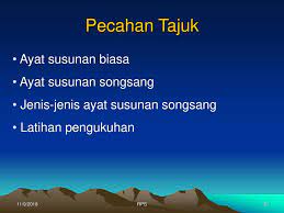 Ayat dasar ialah ayat yang menjadi dasar atau sumber bagi pembentukan semua ayat lain dalam sesuatu bahasa. Ayat Susunan Biasa Dan Ayat Songsang Ppt Download