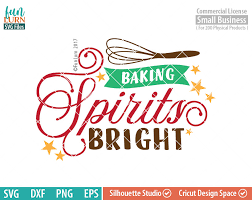 Use this baking spirits bright svg file on a kitchen towel, apron, potholder gifts and other kitchen decor this christmas! Baking Spirits Bright Svg Funlurn