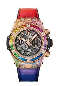 Hublot bigbang for women alligator design 22mm brown leather plated rubber watch strap band 234hbl. Big Bang Unico Rainbow King Gold 45 Mm