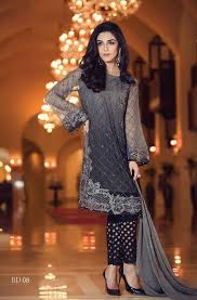 Black And Orange Dress Pakistani Pakistani Shalwar Kameez Black Gray Maria B Chiffonlarge3 Etsy Chiffon Party Dress Pakistani Outfits Pakistani Dress Design