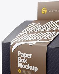 Folding Matte Paper Box With Label Mockup Half Side View In Box Mockups On Yellow Images Object Mockups