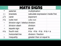 math signs and math symbols youtube