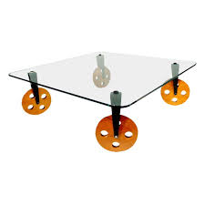 Rare Gae Aulenti Glass Coffee Table On Wheels For Fontana Arte Coffee Table With Wheels Glass Cocktail Tables Glass Coffee Table