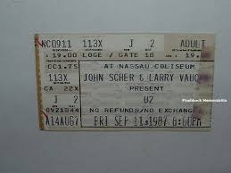 U2 Sept 11 1987 Concert Ticket Stub Nassau Coliseum Joshua