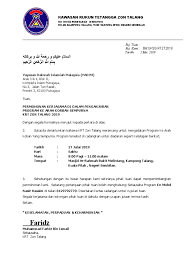 Untuk makluman pihak tuan, peraja negeri johor telah menerima beberapa aduan dari pihak penduduk di kampung sri ampangan machap dan kampung sri jaya bukit batu segala kerjasama yang di berikan,amat di hargai, semoga segalanya dalam penerimaan tuan. Permohonan Kerjasama Di Dalam Penganjuran