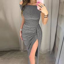 Htm telaga herang majalengka : Femmes Encolure Haute Slit Robe Moulante A Manches Courtes Robes Grey Cdiscount Pret A Porter