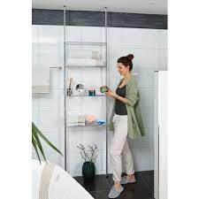 Wenko maxiablage vacuum badablage regal wandregal bad. Deuba Teleskopregal Mit 4 Ablageboden Ohne Bohren Hohenverstellbar Von 173 270 Cm Verchromt