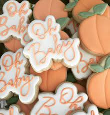 Brittany On Instagram Sweet As A Peach Baby Shower Cookies Peach Baby Shower Baby Shower Pumpkin Baby Shower Cookies