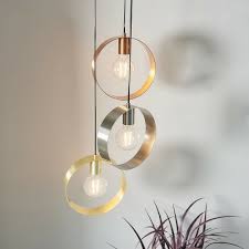 These bulbs are also energy efficient and can also last three times as long as cfls. Endon Hoop Modern 3 Light Ceiling Pendant In Brass Nickel And Copper Finish 81922 Lighting From The Home Lighting Centre Uk