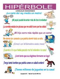 Exaggeration Hyperbole Poster Figurative Language In Spanish Hiperbole Figurative Language Hyperbole Language