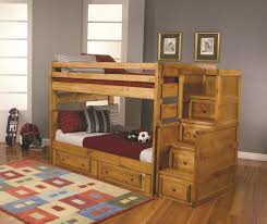 White bunk bed with navy bedding. Solid Wood Bunk Beds With Stairs Ideas On Foter
