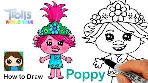 how to draw queen poppy trolls world tour drawing cute drawings kawaii coloriage lol a4