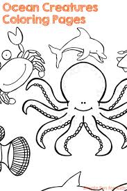 Coloring page sea creatures building a sand castle on the beach. Ocean Creatures Coloring Pages Simple Fun For Kids