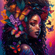 Beautiful Black Girl Magic Melanin Black Woman PNG Afro Fashion Girl  African American Clipart PNG Planner Tshirt Tumbler Sublimation