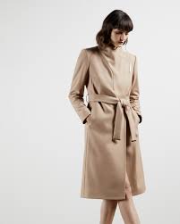 Faux fur collar wrap coat. Wool Wrap Coat Camel Jackets And Coats Ted Baker Row