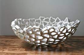 Kate spade new york daisy place spot white trinket tray g1916. Fruit Bowl White Large Handmade Ooak Particle Series By Golem Ceramic Fruit Bowl Pottery Pottery Handbuilding