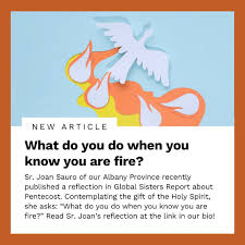 Sr. Joan Sauro of our Albany Province recently published a reflection in  Global Sisters Report about Pentecost. Contemplating the gift of the Holy  Spirit, she asks: “What do you do when you