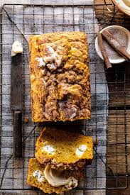 Get ready for a flavor burst from the freshly grated nutmeg and ginger. Cream Cheese Swirled Pumpkin Bread With Salted Maple Butter Half Baked Harvest