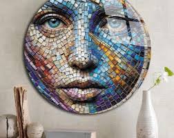 Tempered Glass Wall Art-stained Round Wall Art Gift-circle Wall  Art-tempered Glass Art-glass Wall Decor-abstract Glass Art-round Wall Decor 