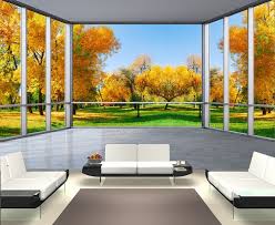 Papier Peint Trompe L œil 3d Tapisserie Paysage Poster Geant Arbre D Automne Atelier Wybo Papier Peint Deco Maison Interieur Peinture Salon