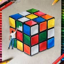 Creative Rubik S Cube Drawing By Rr Arrt Shared By Kitslam Rubikscube Drawing Puzzle Elements Of Art Texture Realistic Art Elements Of Art