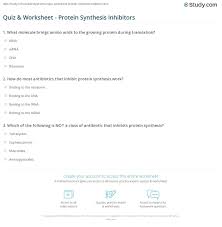 May 10, 2021 · remember that protein synthesis is a separate process from translation. Quiz Worksheet Protein Synthesis Inhibitors Study Com