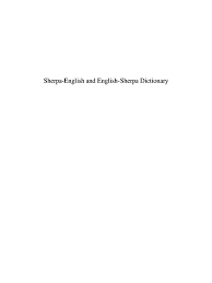 With the tide flooding the tunnel twice a day, maintenance. Pdf Sherpa English English Sherpa Dictionary With Literary Tibetan And Nepali Equivalents Guillaume Oisel Academia Edu