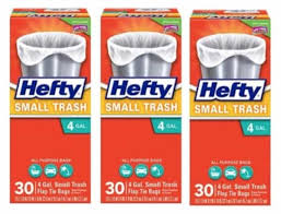 They hold 4 gallons and are ideal for smaller wastebaskets, such as those in bathrooms or under the sink. Hefty Trash Bags Printable Coupon New Coupons And Deals Printable Coupons And Deals
