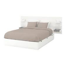 Nordli Bedframe Met Opberger En Hoofdeinde Wit 140x200 Cm Ikea Headboards For Beds White Headboard Ikea Bed Frames