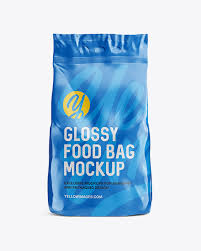 Glossy Food Bag Mockup Front View In Bag Sack Mockups On Yellow Images Object Mockups