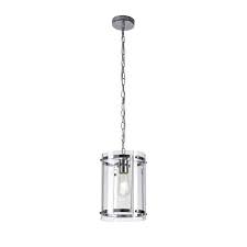 Cluster ceiling pendant light chrome, copper and rose gold finish clear twisted cable Ceiling Pendant Lantern In Polished Chrome With Glass Panels