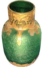 Montjoye Saint Denis Legras Et Cie Epoque Art Nouveau Belle Epoque 1900 Vase En Verre A Fond Givre Grave A L Acide En Haut Et En Bas A Art Nouveau Vase