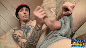 Tattooed straight thug Blinx masturbates dick solo and cums