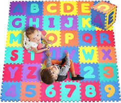 This set contains letters from a to z in assorted colour pieces. Amazon Com Click N Play Foam Alphabet And Numbers Puzzle Play Mat 36 Tiles Tile Size 12 X 12 Inches Toys Games