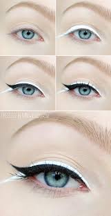 Black And White Eyeliner Ideas Dressed In Mint Black And White Make Up Makeup Eyeliner White Makeup Evening Makeup