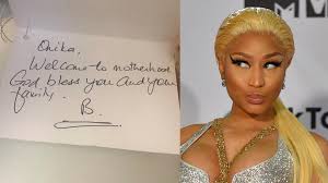 The rapper shared a stunning image to instagram where she cradled her. Nicki Minaj Confirms She Gave Birth To A Baby Boy With Gifts From Beyonce Kim Kardashian And More Entertainment Tonight