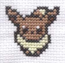 Cross stitch pattern of eevee's gen 1 evolutions, flareon, vaporeon, and jolteon. Mystery Dungeon Eevee Cross Stitch By Lil Samuu On Deviantart