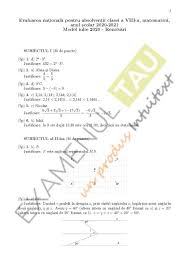 Baremele și subiectele pot fi consultate pe subiecte.edu.ro. Rezolvare Modele Subiecte Evaluare Nationala Clasa 8 2021 Matematica