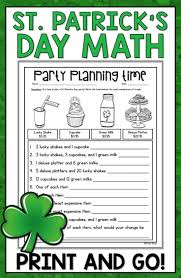 St Patrick S Day Math Activities Are Fun For Students In 4th 5th And 6th Grades With Worksheets And No Prep Printables For Math Activities Math Math Packets