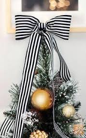 Black And White Striped Ribbon Bow Pin On Holidays