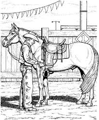 Rocking horses and cute horse pictures. Horse Coloring Page Of Cowboy Adjusting Saddle Horse Coloring Pages Horse Coloring Horse Coloring Books