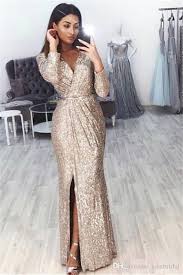 Vous serez remarquée et remarquable, élégante en toutes circonstances ! Acheter Sirene Col En V A Manches Longues Fendue Robes De Bal 2019 Pas Cher Soiree Paillettes Porter Des Robes Cocktail Fete Douce 16 Robe Robe De Soiree De 109 85 Du Kissbridal Dhgate Com