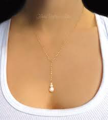 Simple Pearl Drop Necklace Gold Long Pearl Necklace For Etsy Gold Drop Necklace Simple Pearl Necklace Silver Necklace Handmade