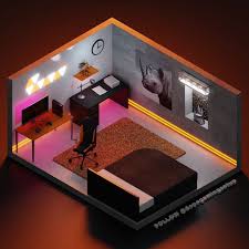 Gaming room setup 3d model. What Would You Rate This 3d Room Out Of 10 Bedroom Setup Gaming Room Setup Room Setup