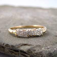 Retro Wedding Ring Vintage 14k 18k Gold Wedding Band Etsy Retro Wedding Rings Antique Rings Vintage 18k Gold Wedding Bands