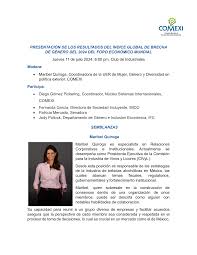 PRESENTACIÓN DE LOS RESULTADOS DEL ÍNDICE GLOBAL DE BRECHA DE GÉNERO DEL  2024 DEL FORO ECONÓMICO MUNDIAL Jueves 11 de julio